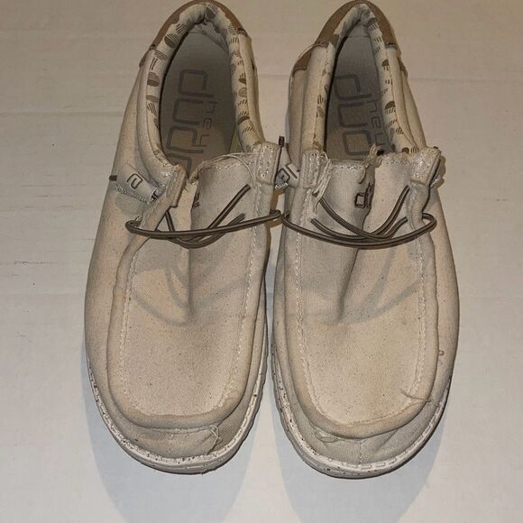 Hey Dude Wally Stretch Ivory Sneaker Shoe Men’s Sz 10 - Picture 1 of 11